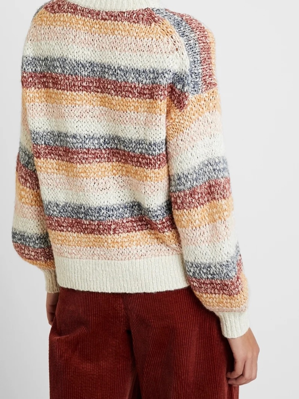 Madewell Baez Rainbow Stripe Alpaca Blend Crewneck Sweater Large Cozy